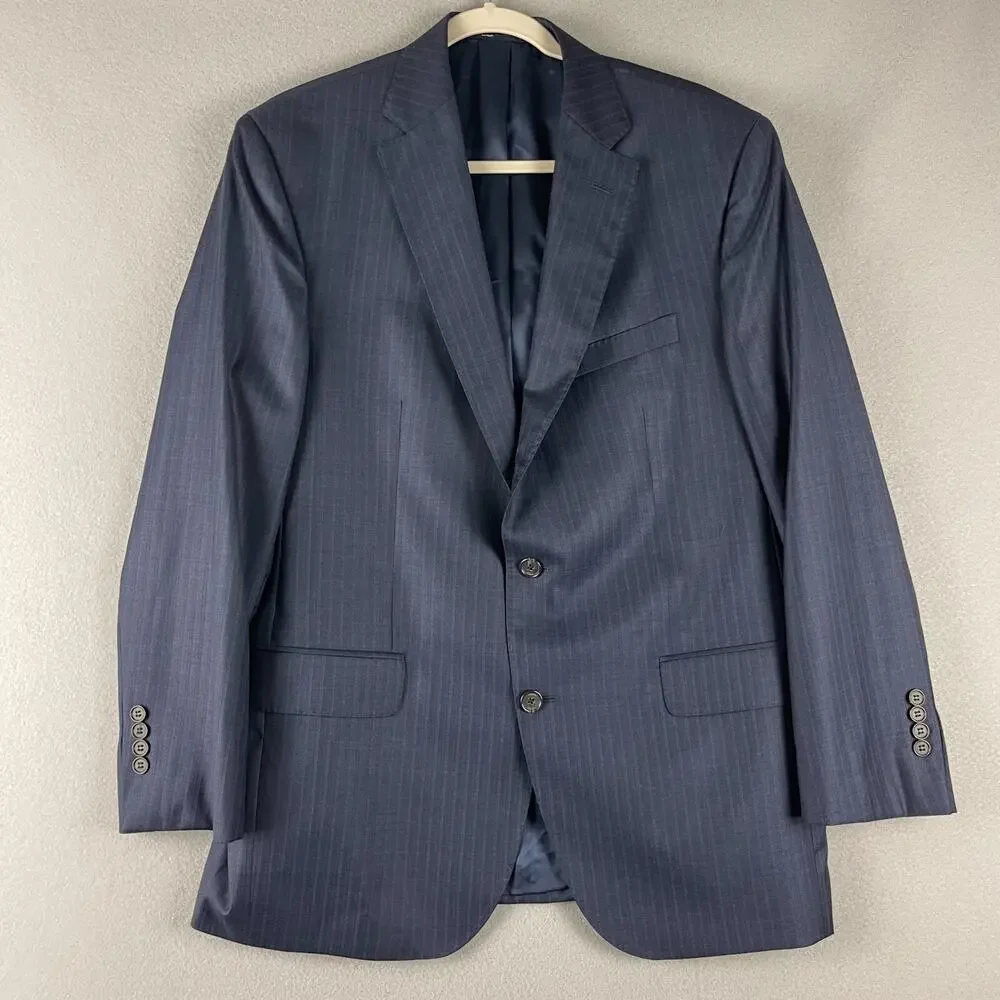 Daniel Cremieux Loro Piana Wool Blazer Sport Coat Men 43R Blue Striped Super 130